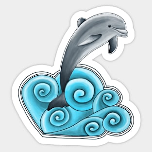 Dolphin in the Waves Sticker